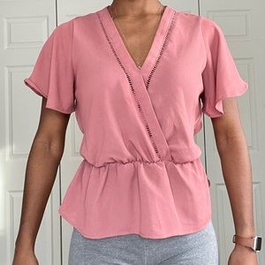 Pink Spring Blouse with Back Tie